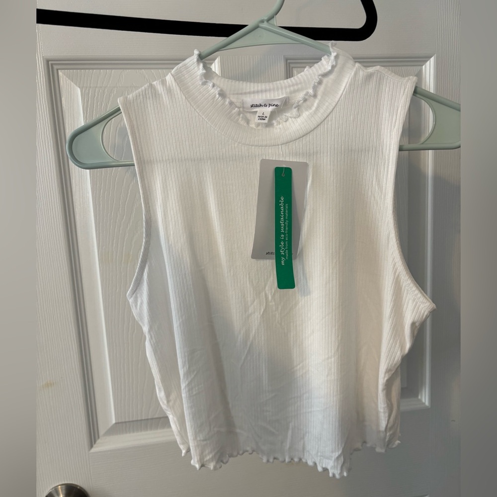 Stitch & Pine White Sleeveless Top, L